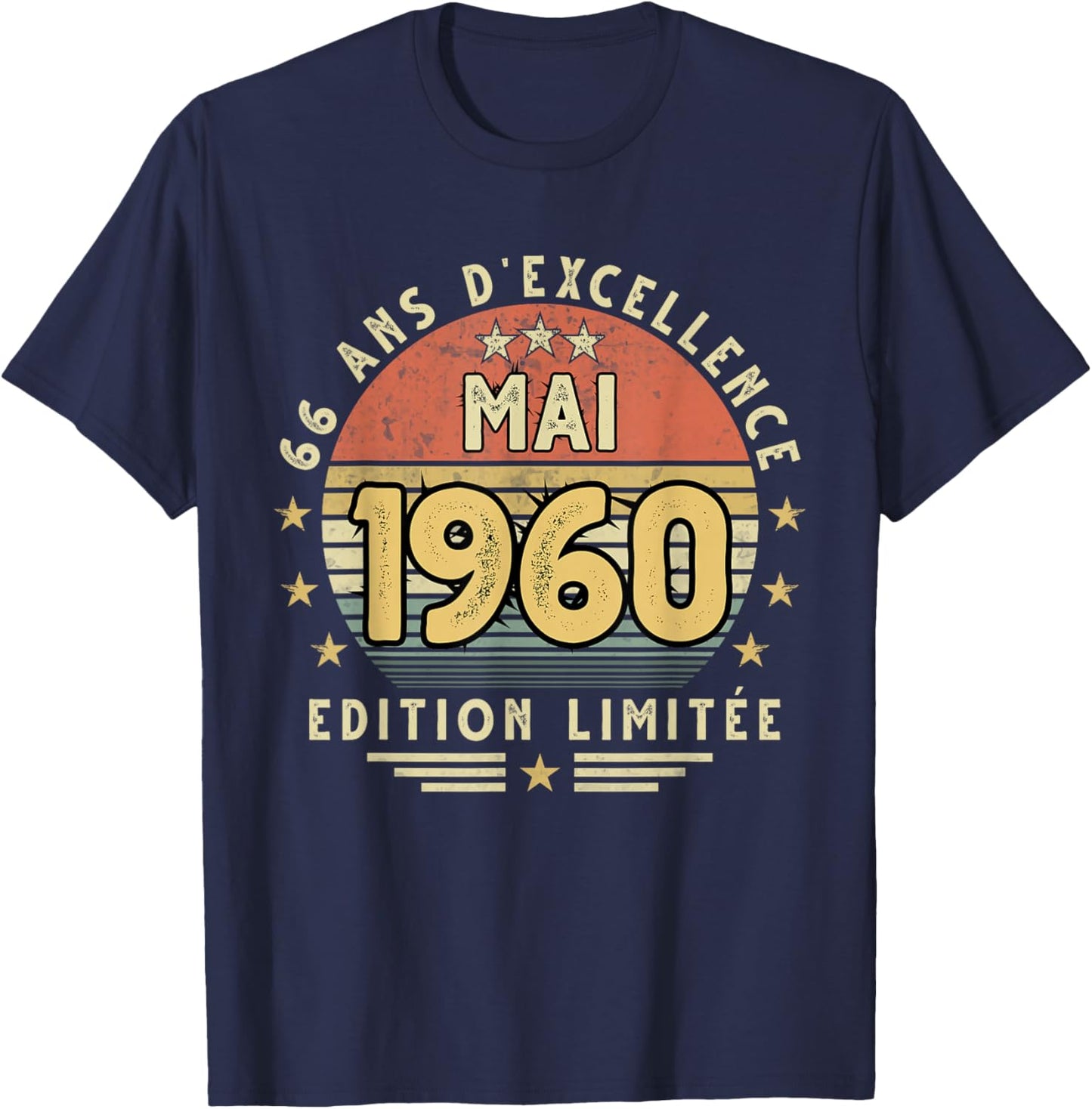 Mai 1960 Cadeau Anniversaire Mai 1960 66 Ans Homme Femme T-Shirt - T-Shirt | Navy