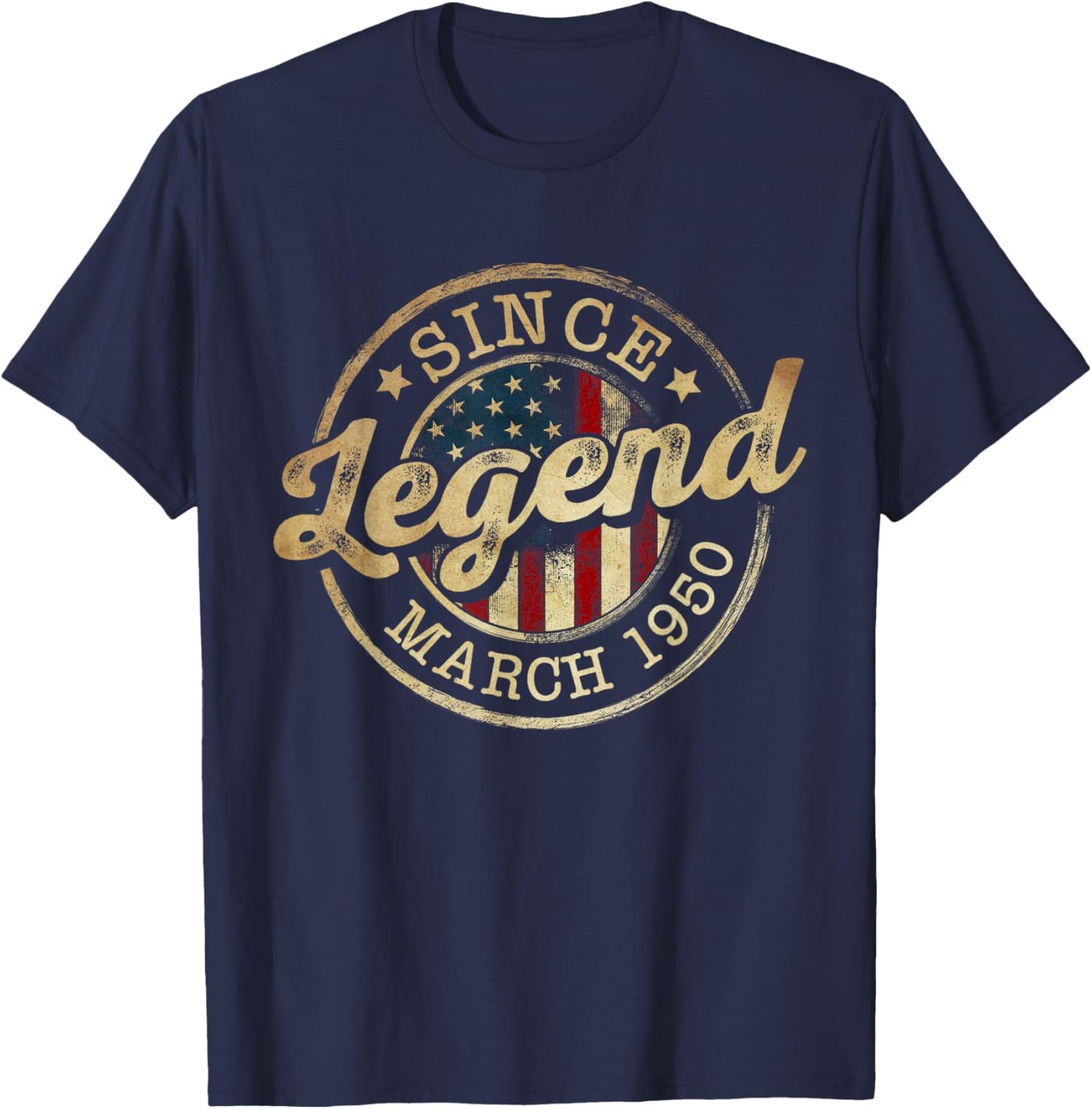 Legend Since March 1950 Vintage 76th Birthday Classic T-Shirt - T-Shirt | Navy