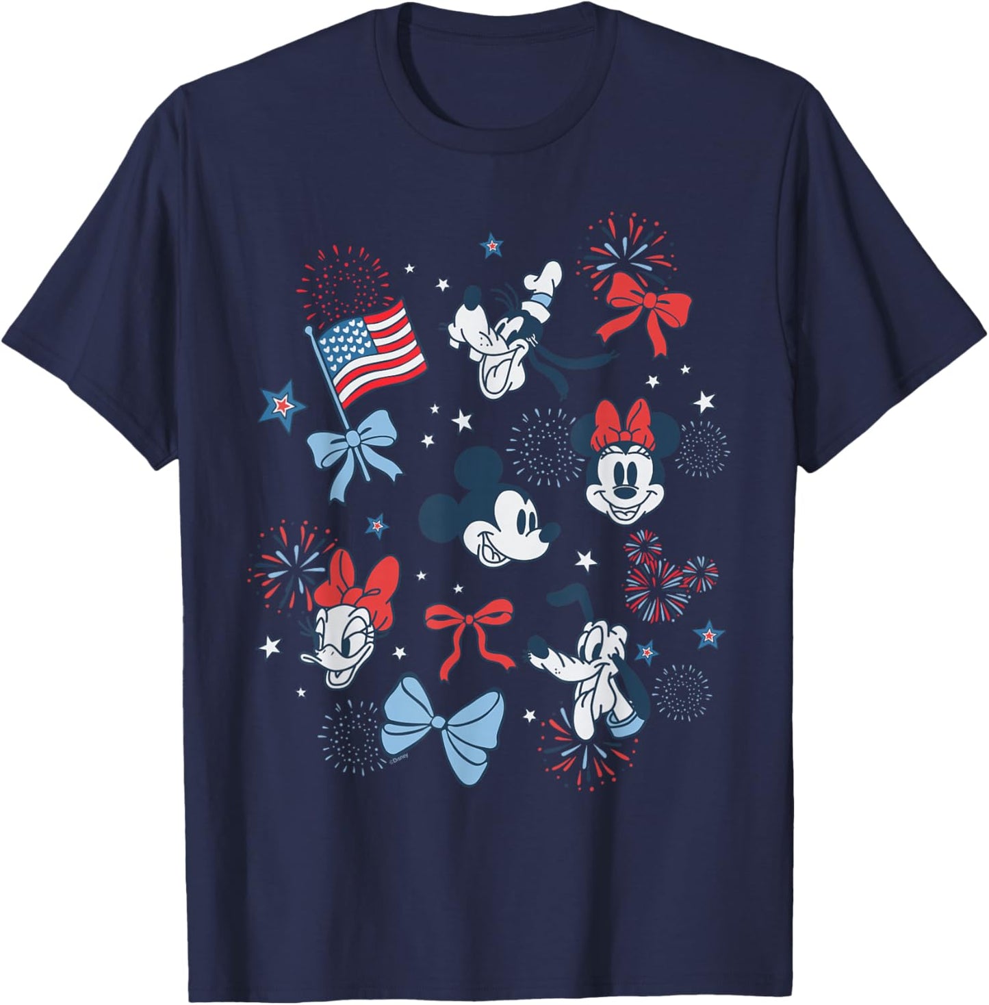 Disney Mickey & Friends Americana Coquette Fireworks July 4 T-Shirt - T-Shirt | Navy