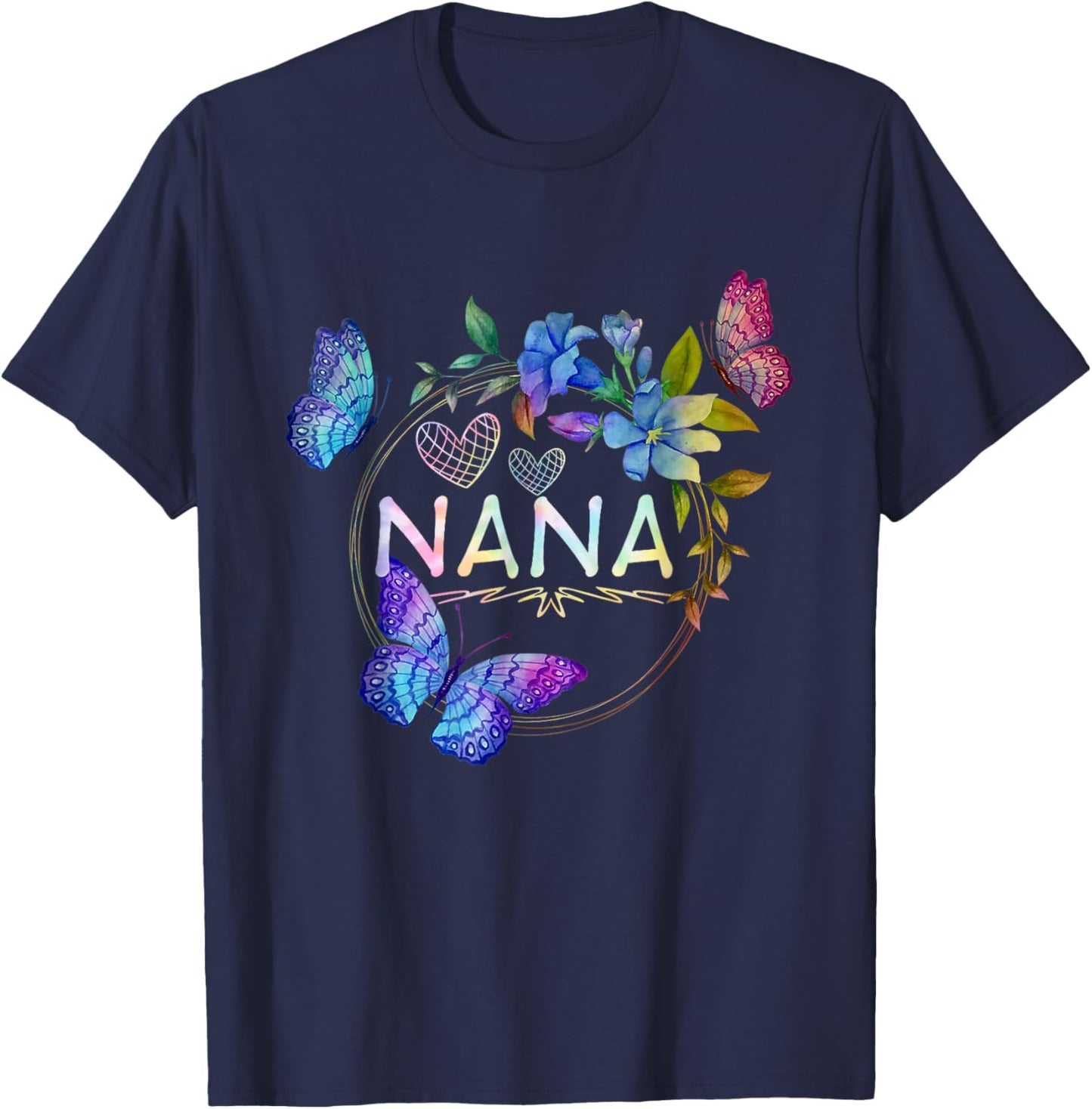 Nana shirt with butterflies Mother's Day Tie Dye T-Shirt - T-Shirt | Navy