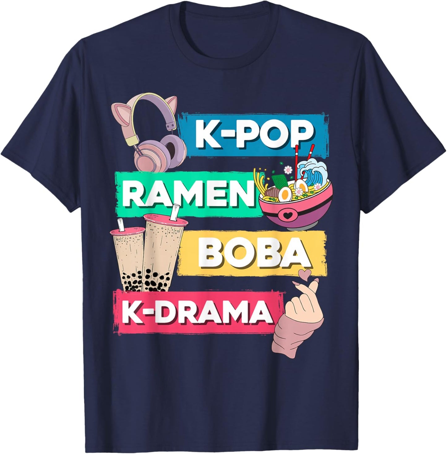 Kawaii Ramen Kpop Boba Ramen K-Drama K-Pop K Pop T-Shirt - T-Shirt | Navy