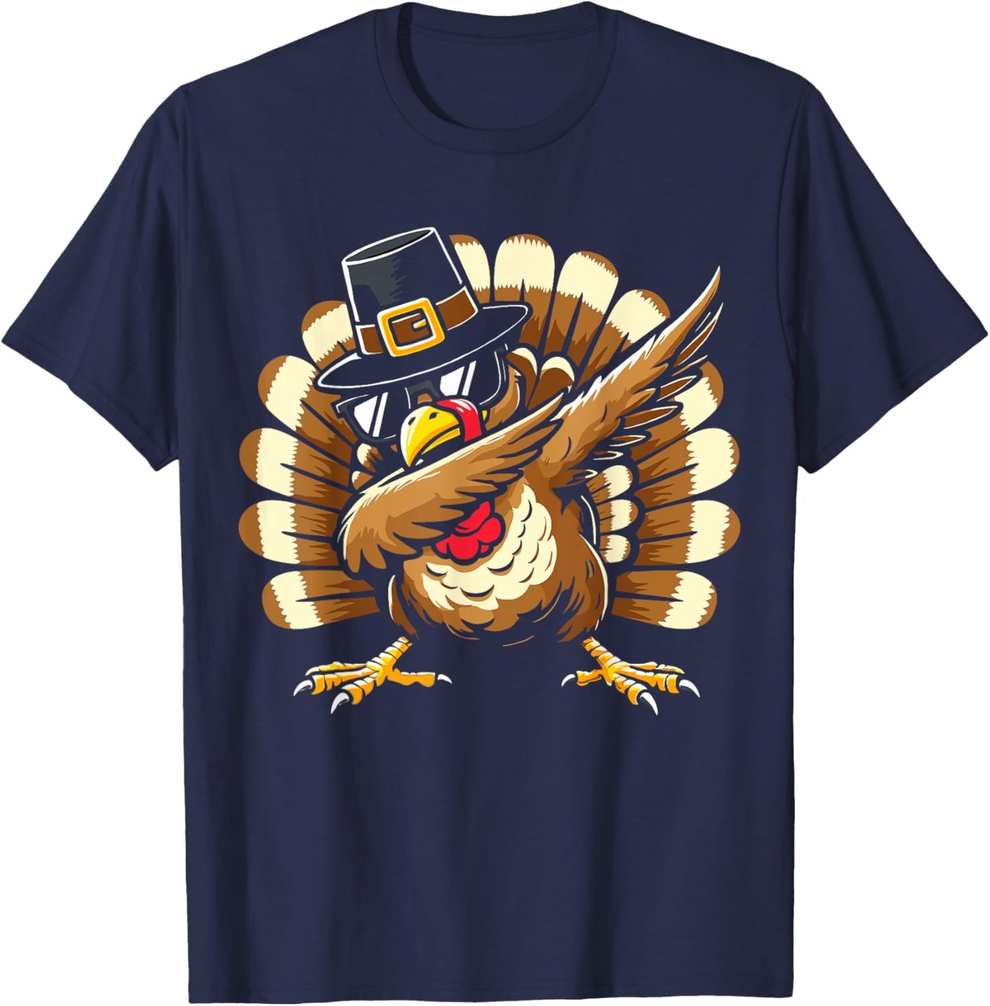 Dabbing turkey pilgrim for thanksgiving family kids T-Shirt - T-Shirt | Navy