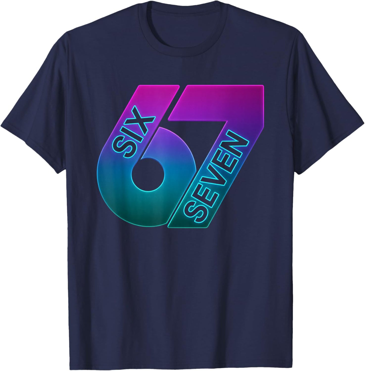 Kinder Meme 67 Six Seven 6 7 T-Shirt - T-Shirt | Navy
