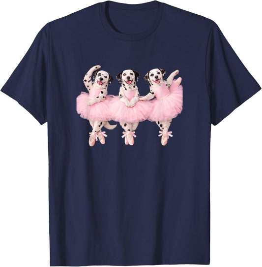 Funny Dalmatian Dog Ballet Dancer Mom Ballerina Cute Graphic T-Shirt - T-Shirt | Navy