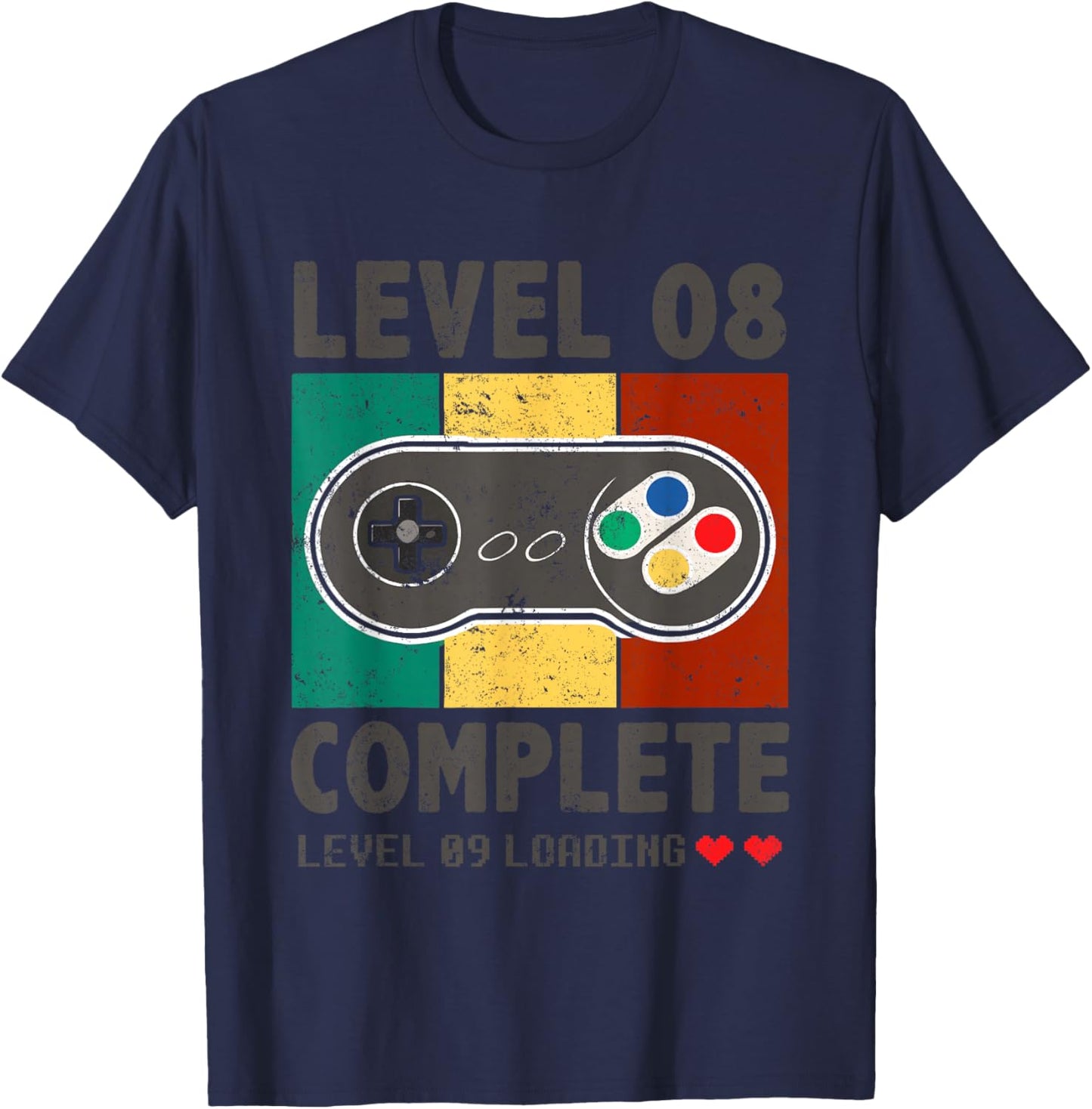 8th Wedding Anniversary 8 Years Retro Level 8 Complete T-Shirt - T-Shirt | Navy