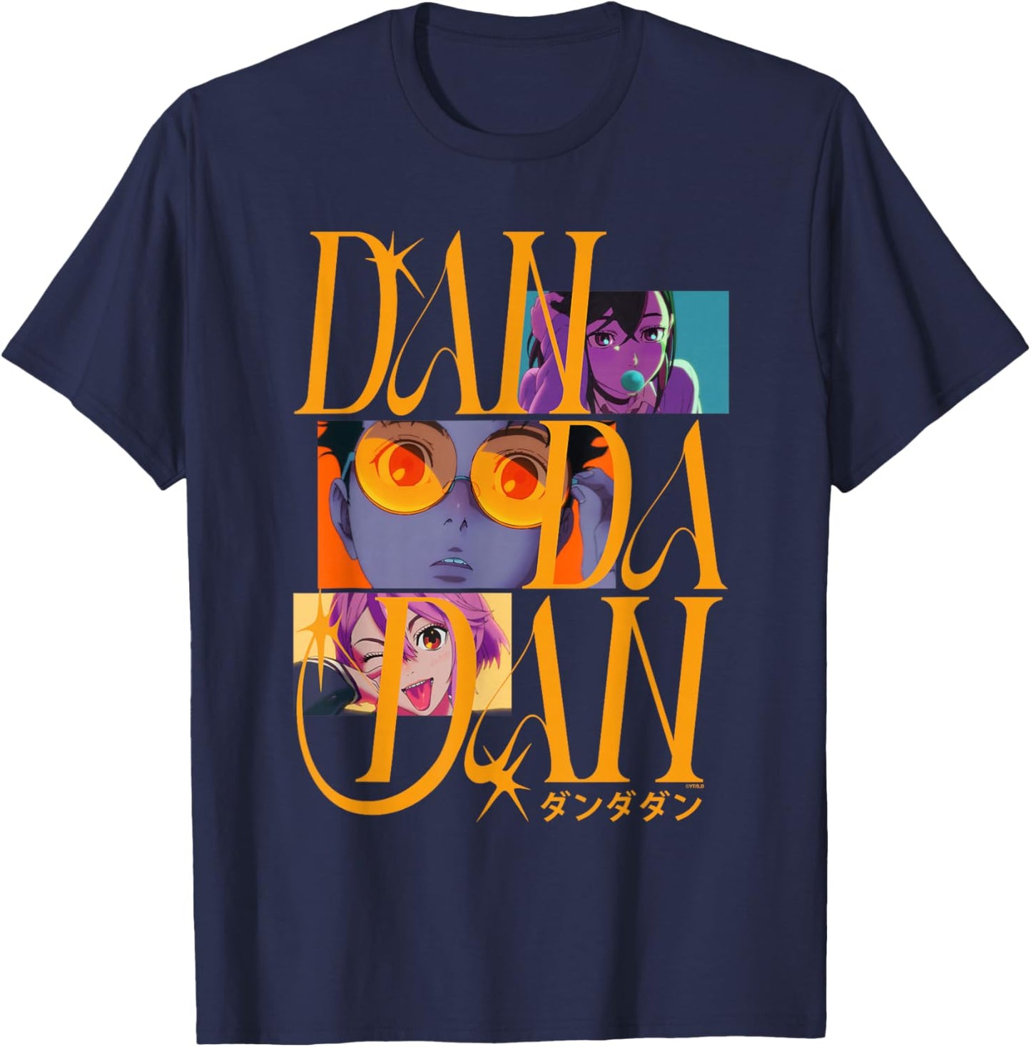 Dan Da Dan Colorful Opening Credits Scenes Anime T-Shirt - T-Shirt | Navy