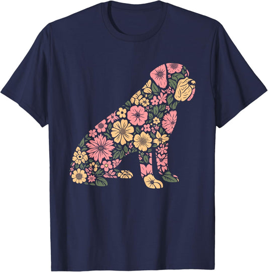 Funny Floral FLower Mastiff Mom Grandma Mothers Day T-Shirt - T-Shirt | Navy