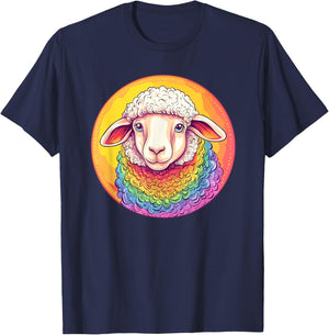 Rainbow Sheep Colorful Pride Love T-Shirt - T-Shirt | Navy