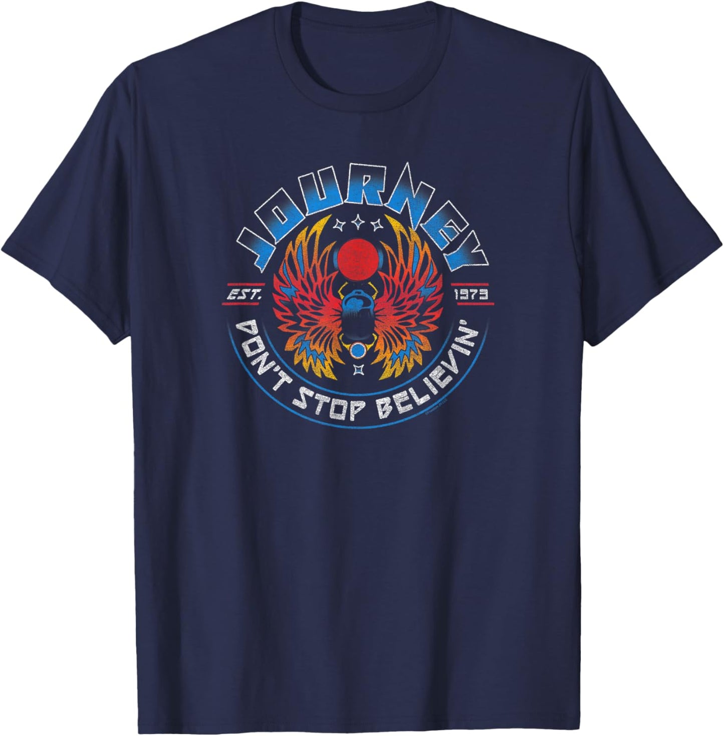 Journey Est 1973 Space Beetle Round Logo Vintage Band T-Shirt - T-Shirt | Navy