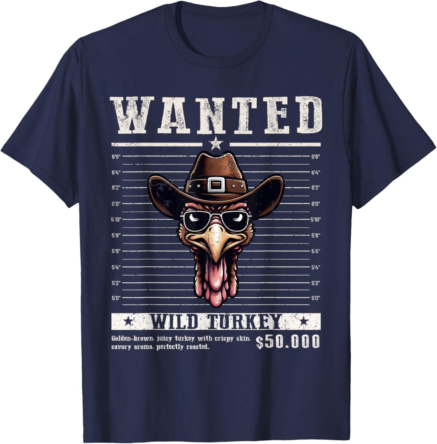 Wanted Turkey Hunting Funny Thanksgiving Men's Women's T-Shirt - T-Shirt | Navy