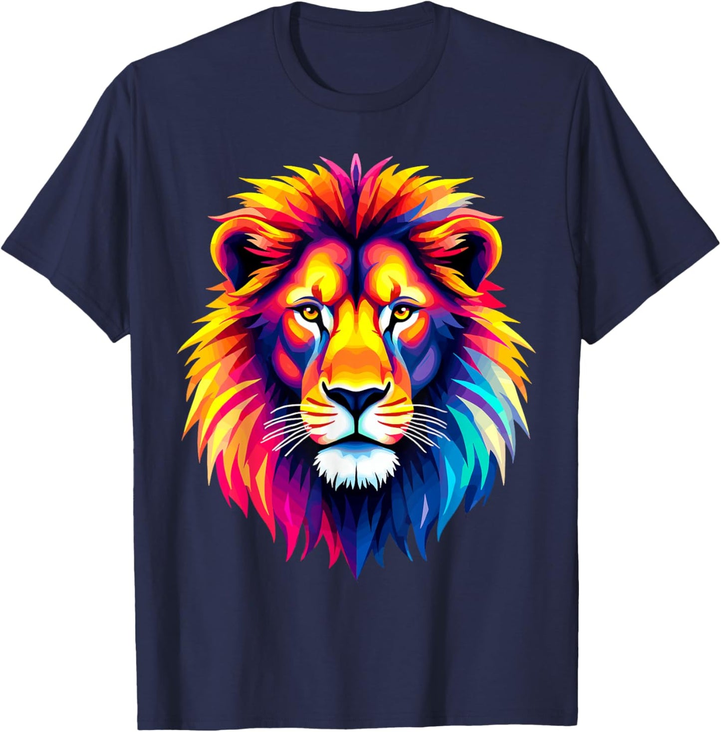 Lion Head Colorful Animal Lion T-Shirt - T-Shirt | Navy