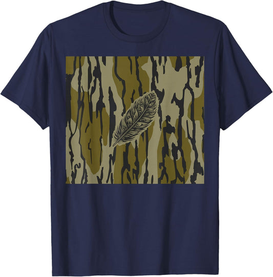 Turkey Feather Bottom lands Camo T-Shirt - T-Shirt | Navy