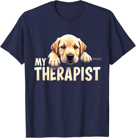 Funny Lab Puppy My Therapist Labrador Dog T-Shirt - T-Shirt | Navy