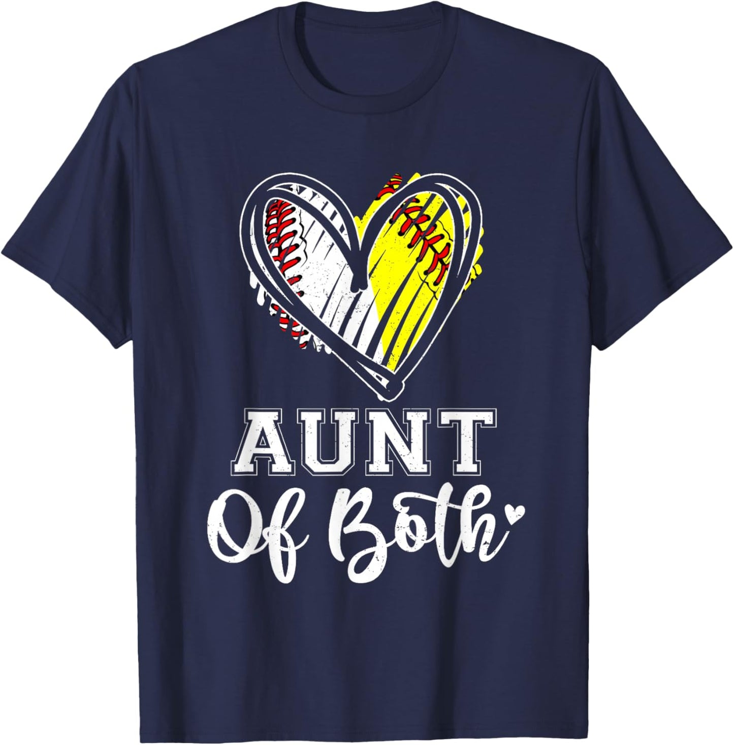 Aunt Of Both Baseball Softball Aunt Mothers Day T-Shirt - T-Shirt | Navy