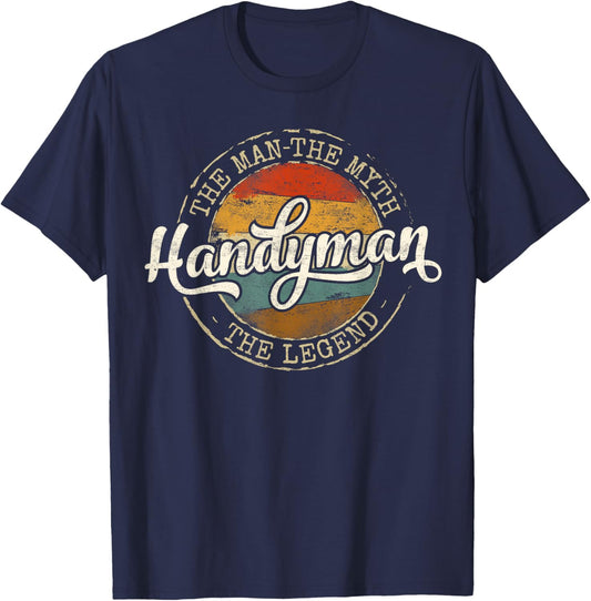 Handyman The Man The Myth The Legend Vintage Stamp Repairman T-Shirt - T-Shirt | Navy