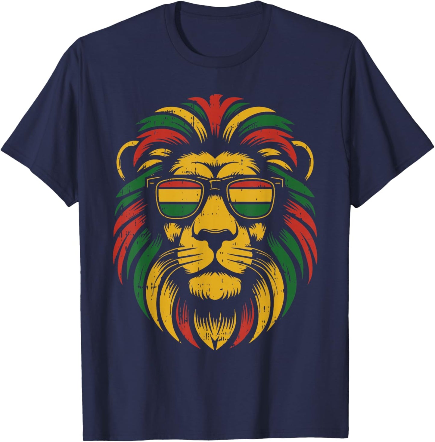 Pan African Lion Face Juneteenth Animal Black History BLM T-Shirt - T-Shirt | Navy