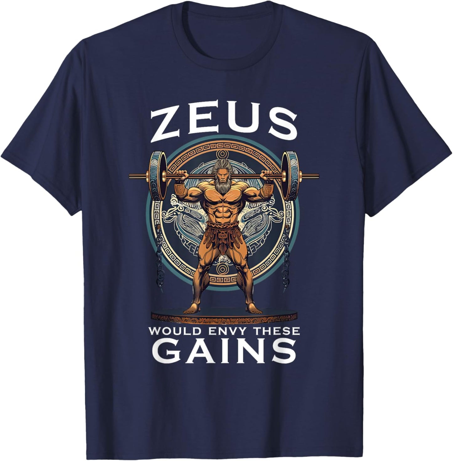 Funny Bodybuilding Muscle Gain Humor Greek God Zeus T-Shirt - T-Shirt | Navy