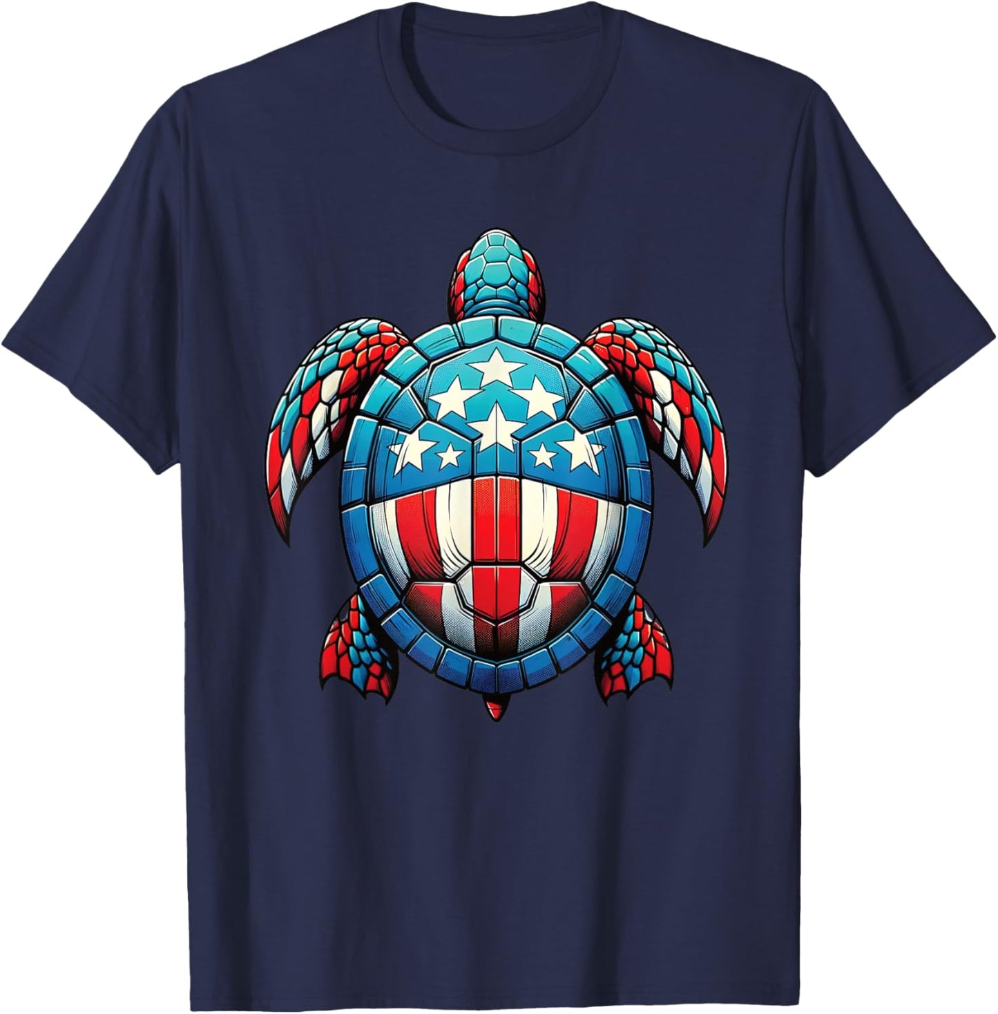 Patriotic Turtle 4th Of July Kids Teen Girls Women T-Shirt - T-Shirt | Navy