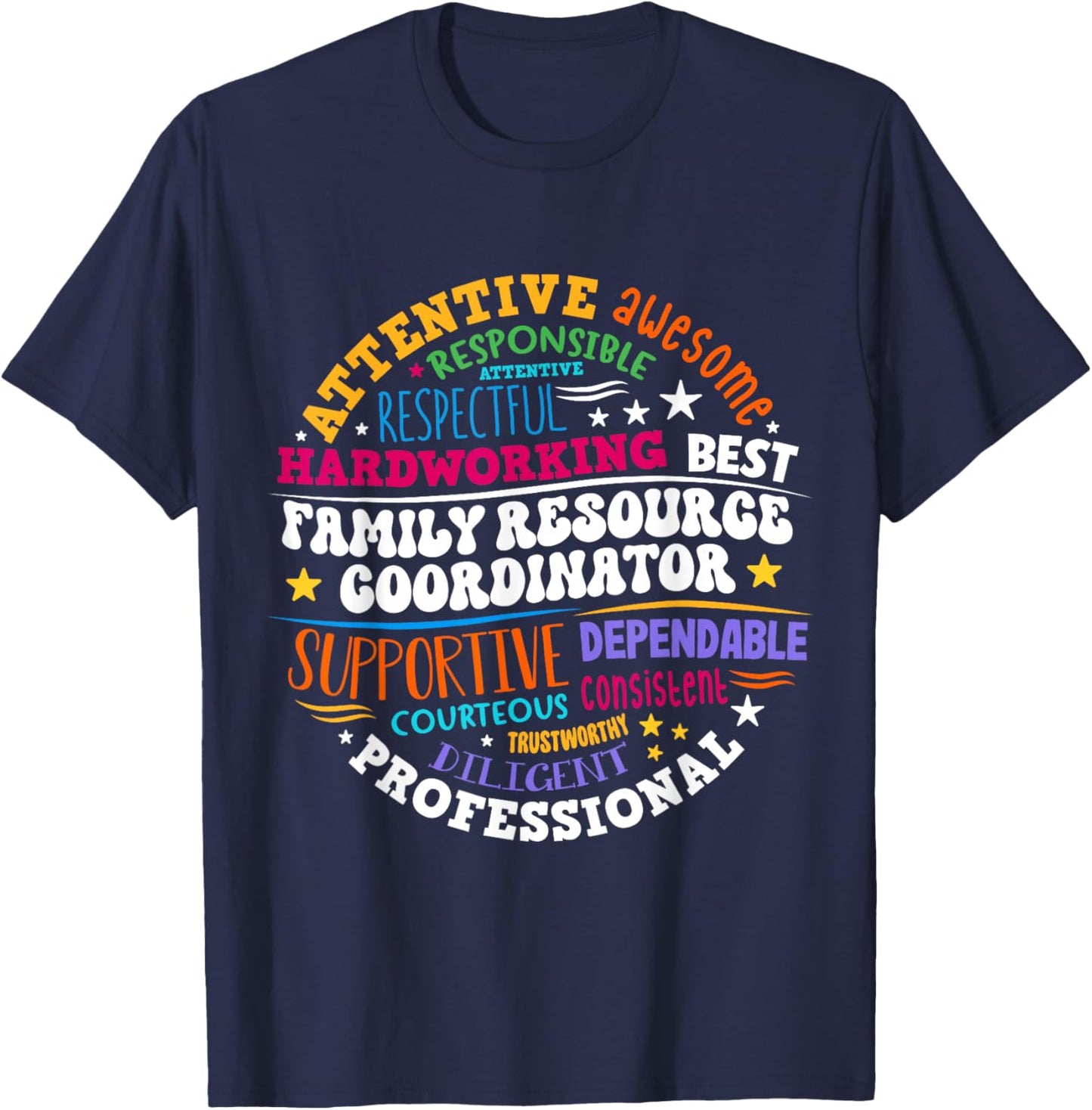 Groovy Family Resource Coordinator Appreciation T-Shirt - T-Shirt | Navy