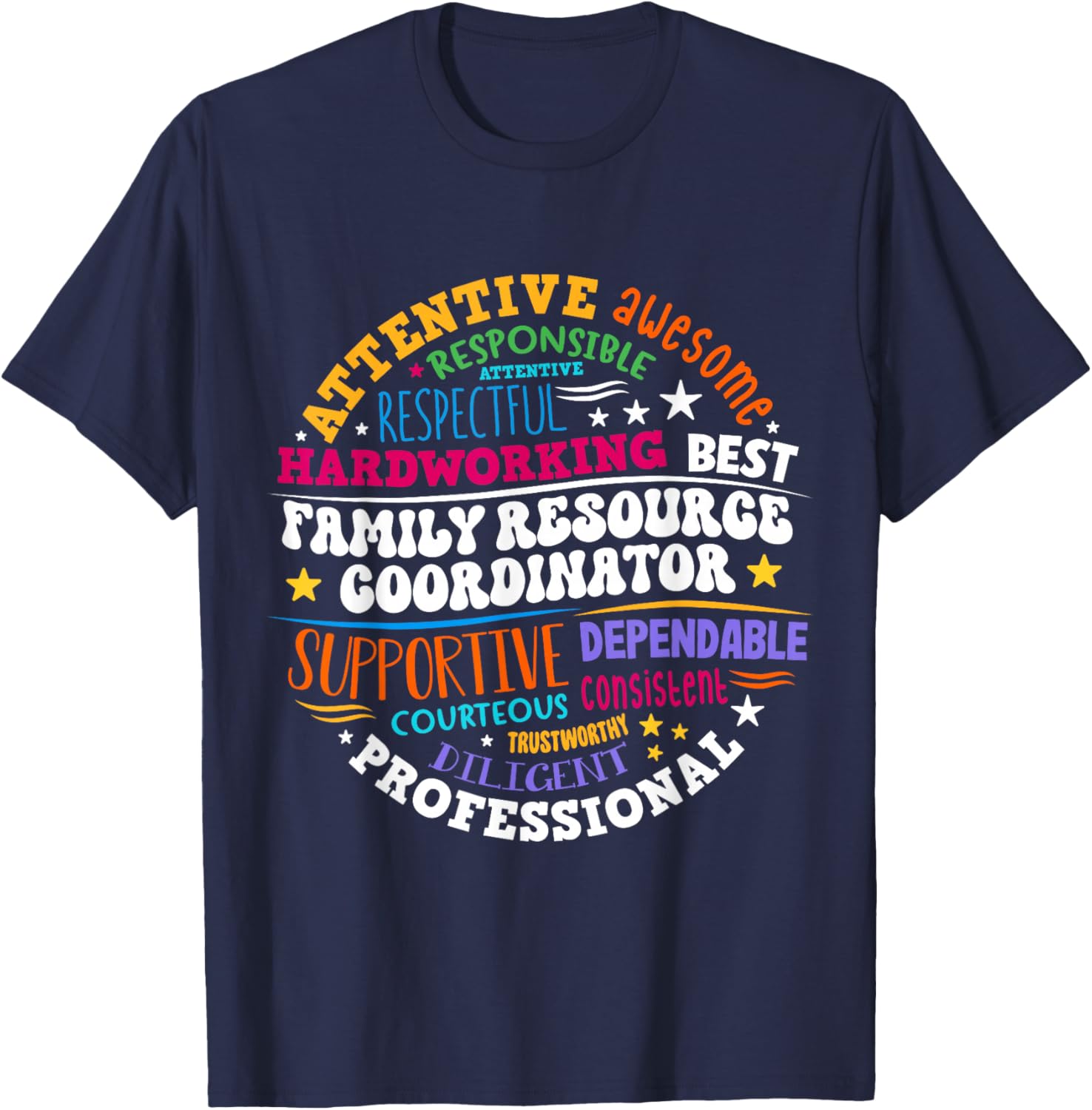 Groovy Family Resource Coordinator Appreciation T-Shirt - T-Shirt | Navy