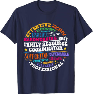 Groovy Family Resource Coordinator Appreciation T-Shirt - T-Shirt | Navy