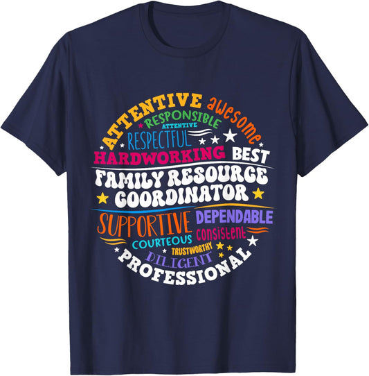 Groovy Family Resource Coordinator Appreciation T-Shirt - T-Shirt | Navy