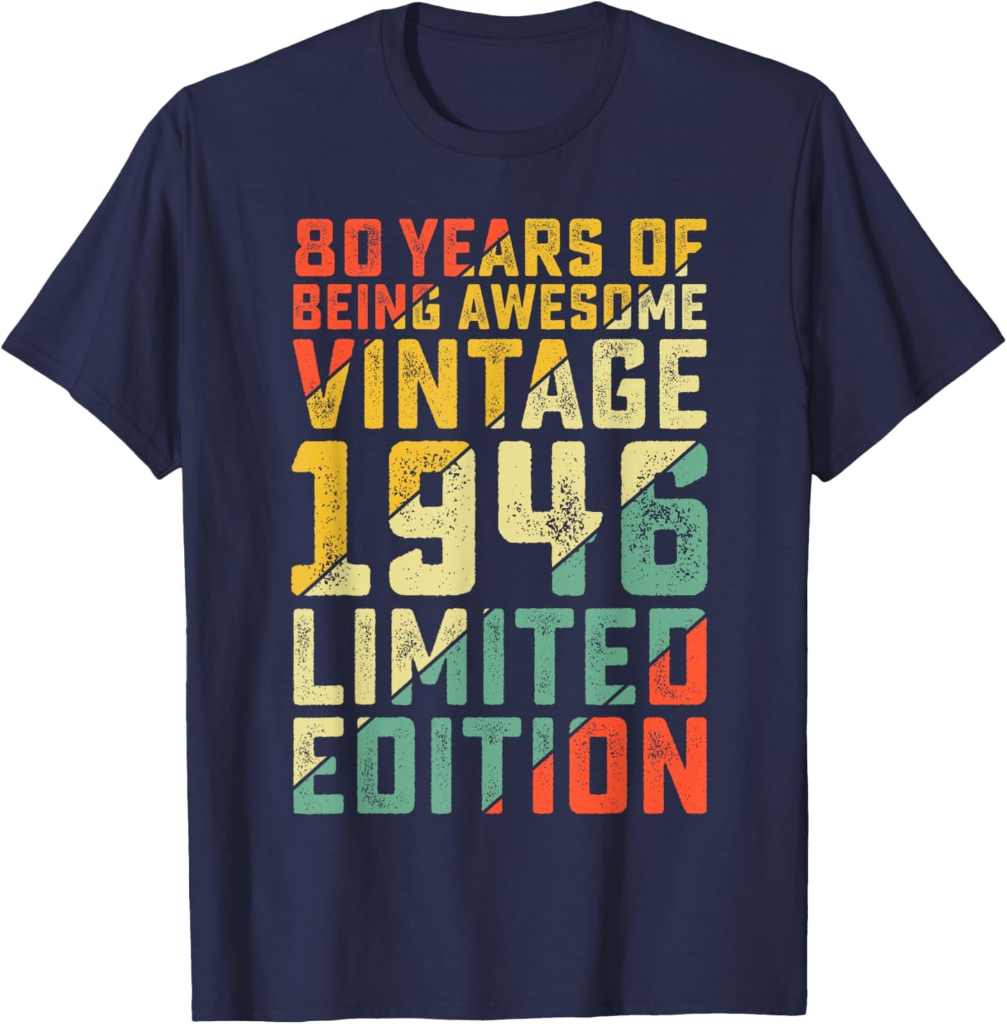 80th Birthday Gifts for 80 Year Old Men Women Vintage 1946 T-Shirt - T-Shirt | Navy