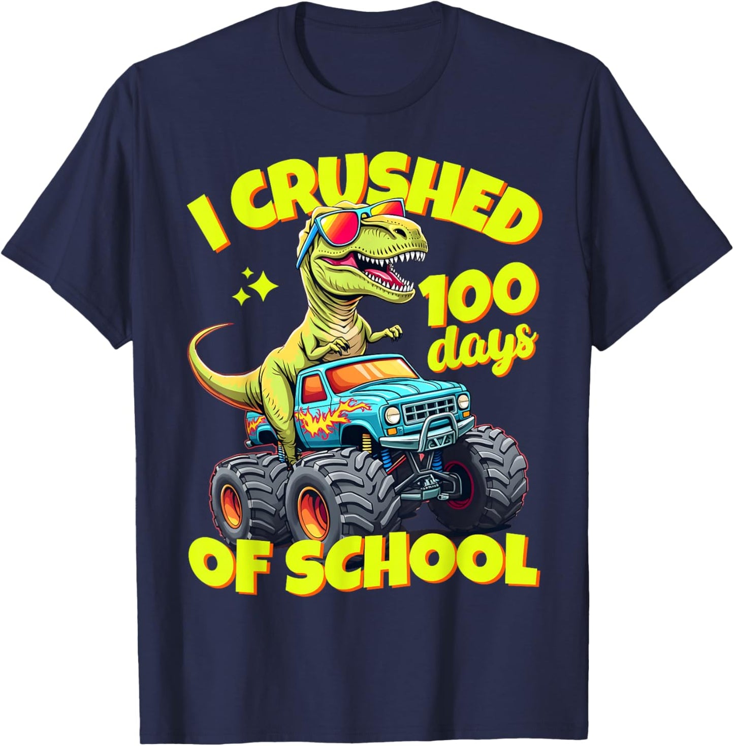 I Crushed 100 Days Of School For Boys 100th Day Of School T-Shirt - T-Shirt | Navy
