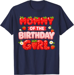 Mommy of The Birthday Girl Family Strawberry Lover Party T-Shirt - T-Shirt | Navy