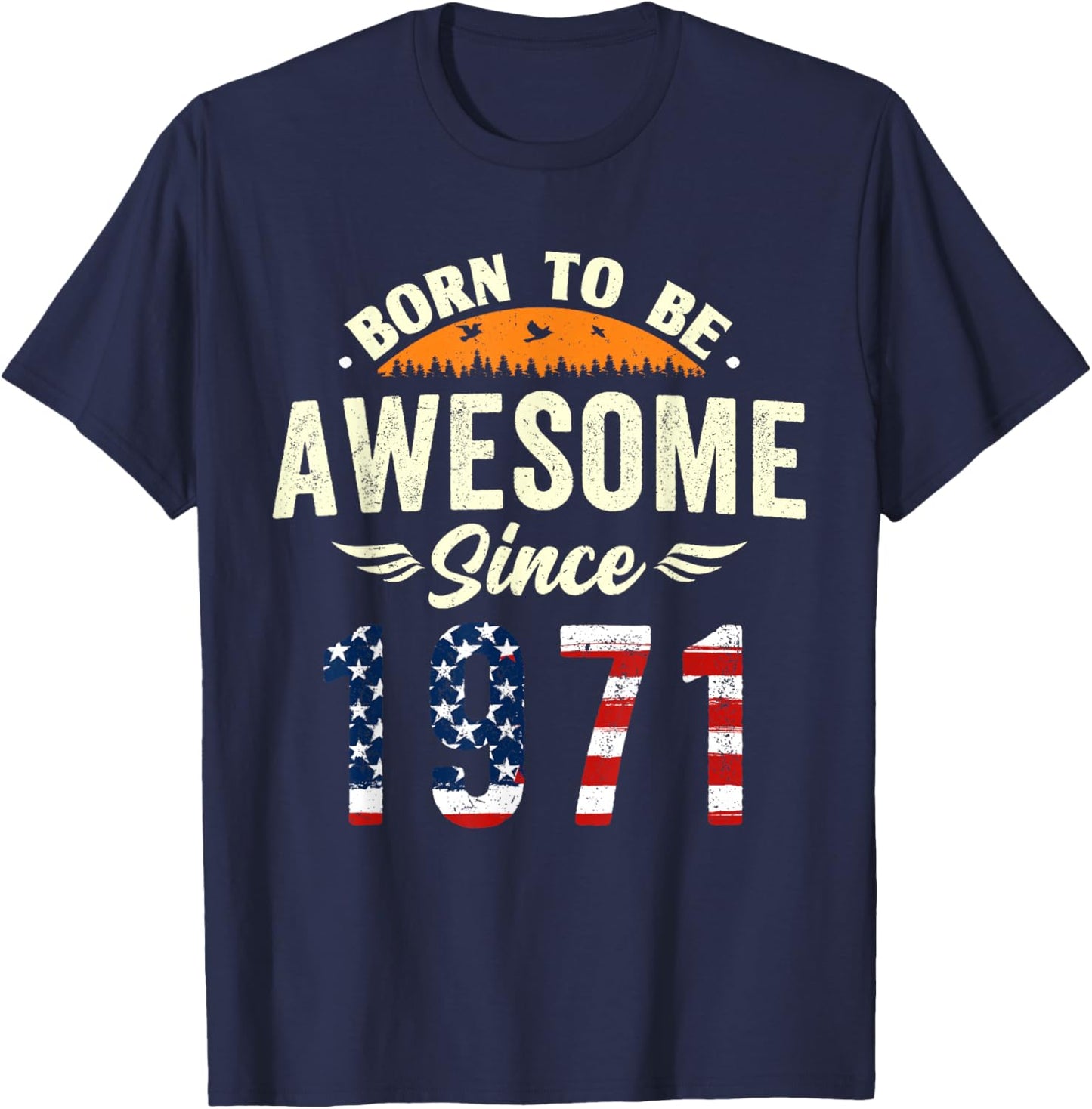 Vintage 1971 Birthday Women 55 Years Old Graphic T-Shirt - T-Shirt | Navy