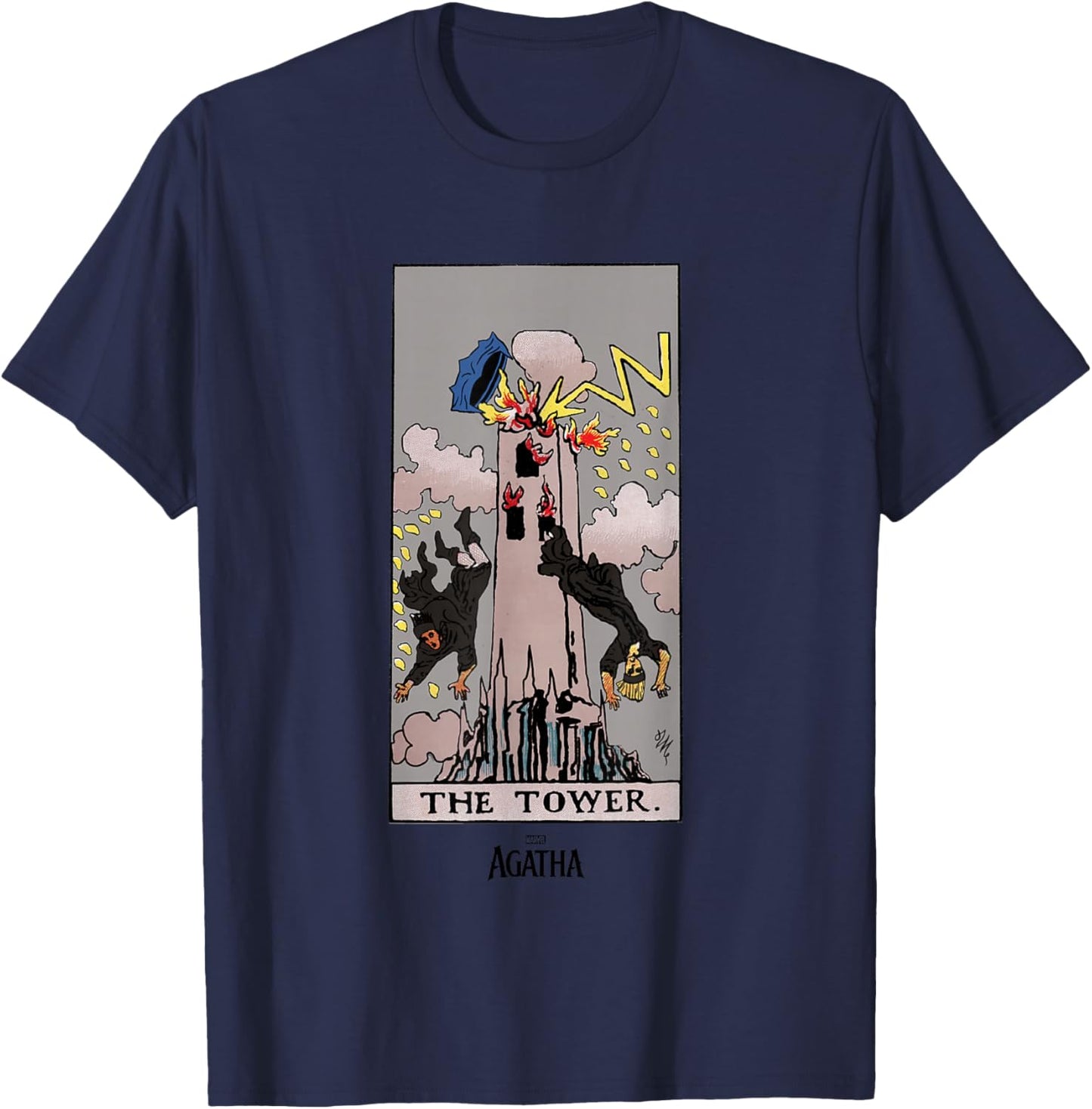 Marvel Agatha All Along The Tower Vintage Tarot Card T-Shirt - T-Shirt | Navy