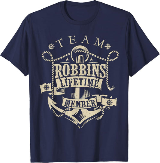 Team ROBBINS Lifetime Member Vintage ROBBINS Family Name T-Shirt - T-Shirt | Navy