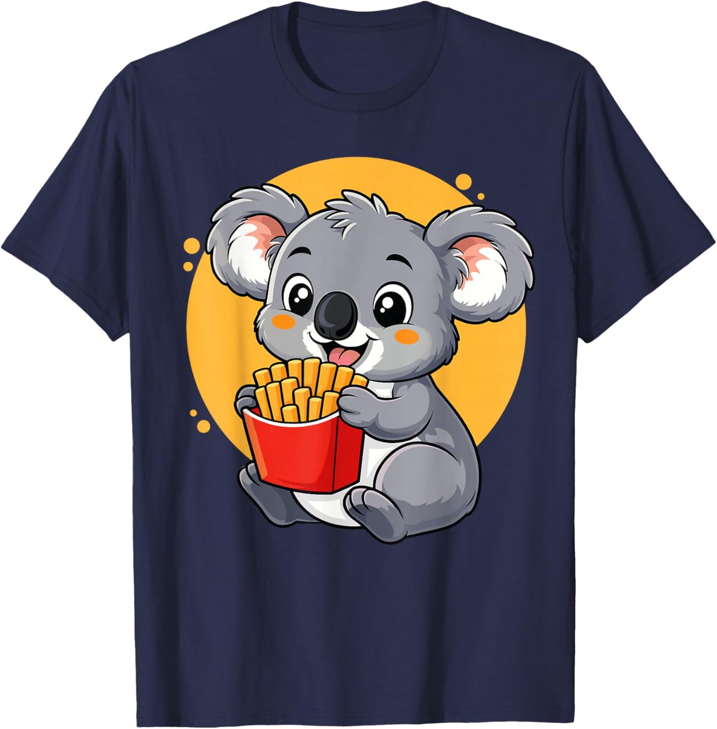 Koala Eating Fries Funny Kawaii Animal Food Lover T-Shirt - T-Shirt | Navy