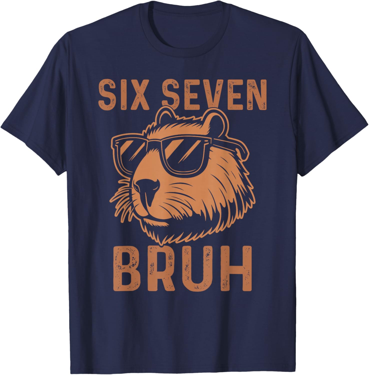 Six Seven Bruh Capybara 67 Meme Birthday Kids Boys Girls T-Shirt - T-Shirt | Navy