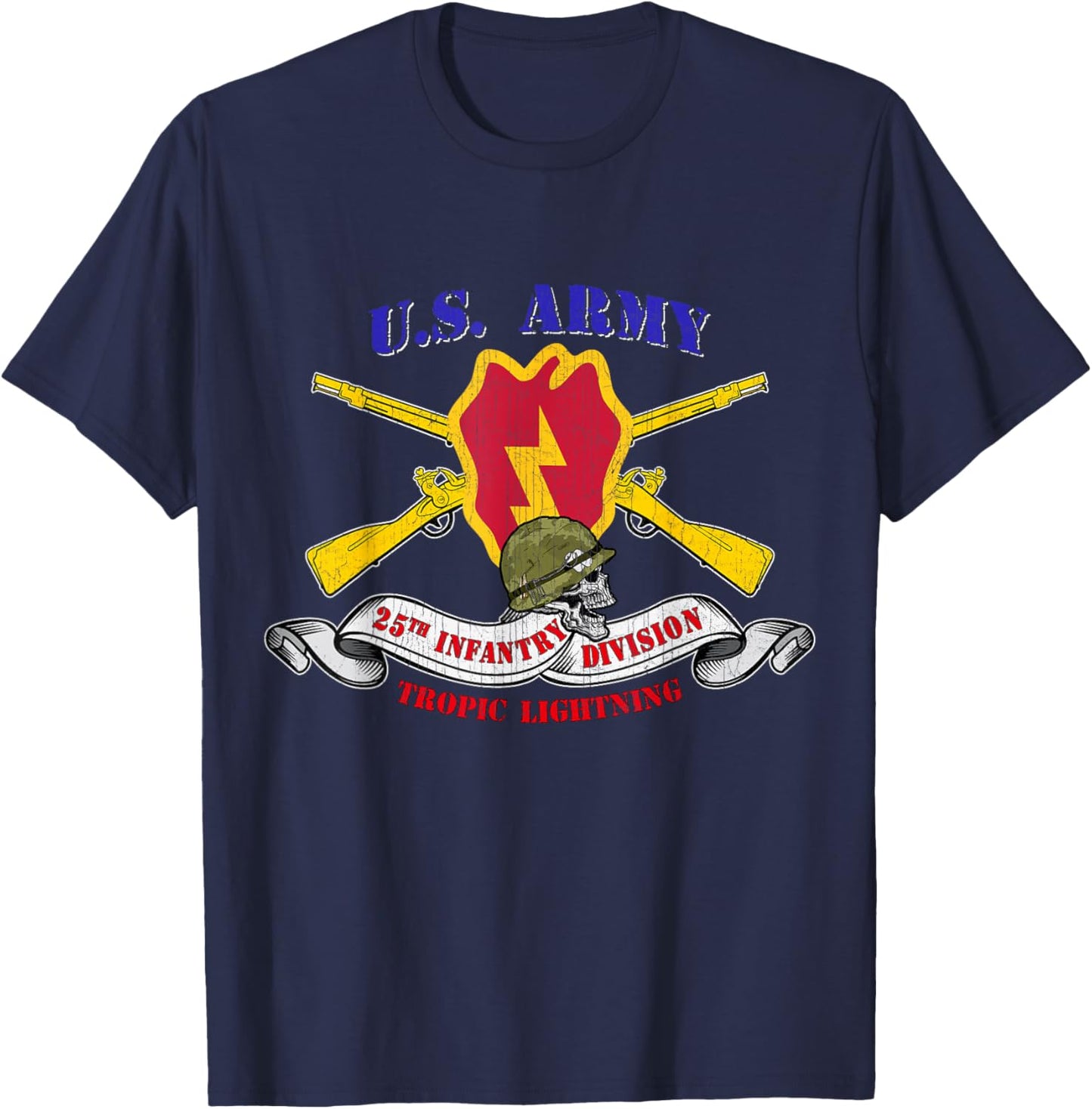 25th Infantry Division 25th ID Veteran Tropic Lightning T-Shirt - T-Shirt | Navy
