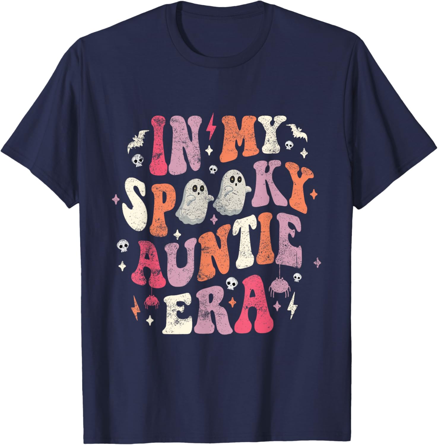 In My Spooky Auntie Era Funny Ghost Auntie Halloween T-Shirt - T-Shirt | Navy