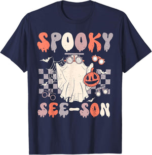 Retro Spooky See-son Optometrist Optometry Ghost Halloween T-Shirt - T-Shirt | Navy