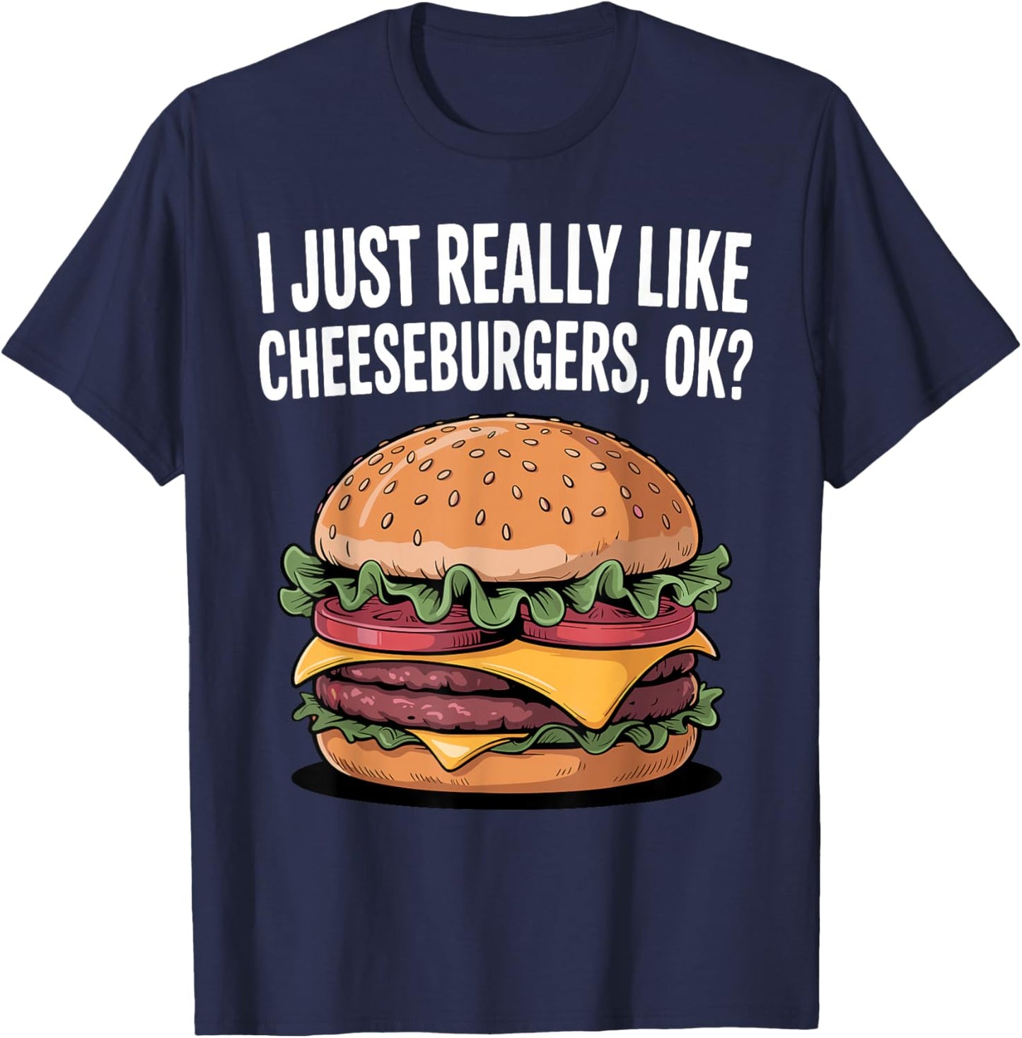 Funny Cheeseburger Art Women Kids Hamburger Burger T-Shirt - T-Shirt | Navy