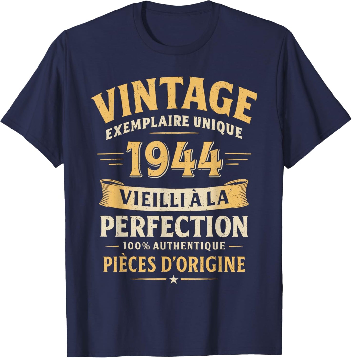 Birthday Gift 82 Years Humor Vintage 1944 82 Years Man T-Shirt - T-Shirt | Navy