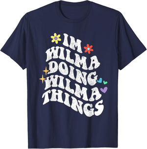 Retro Groovy Im Wilma Doing Wilma Things Funny Mother's Day T-Shirt - T-Shirt | Navy