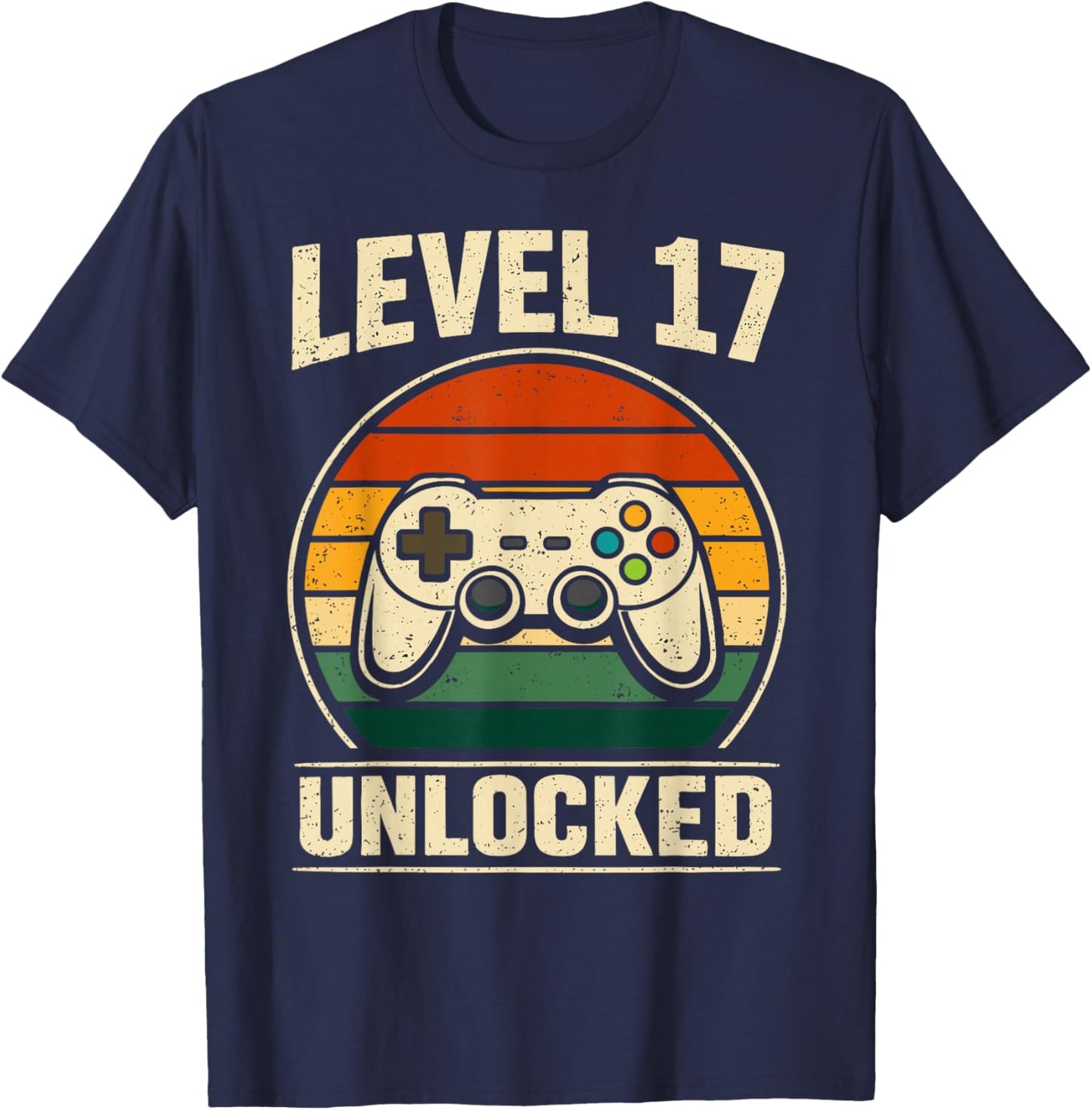 17th Birthday Level 17 Unlocked Gamer Gaming 17 Birthday T-Shirt - T-Shirt | Navy