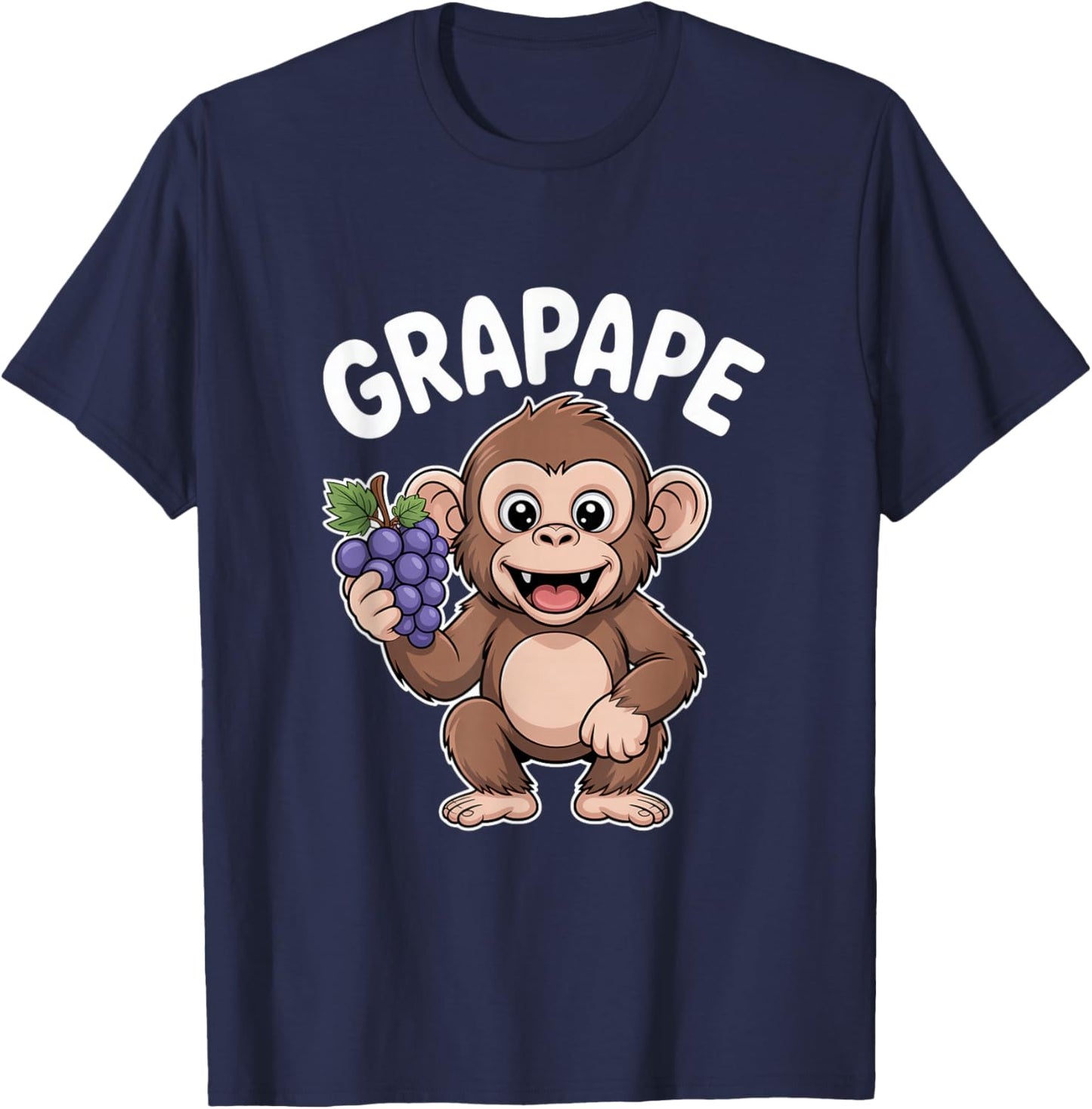 Grapape Grape Monkey Cartoon Cute Funny Ape T-Shirt - T-Shirt | Navy