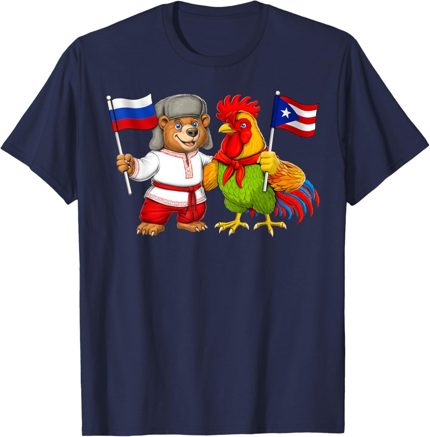 Proud Puerto Rican Russian Roots Russia Puerto Rico Flag T-Shirt - T-Shirt | Navy
