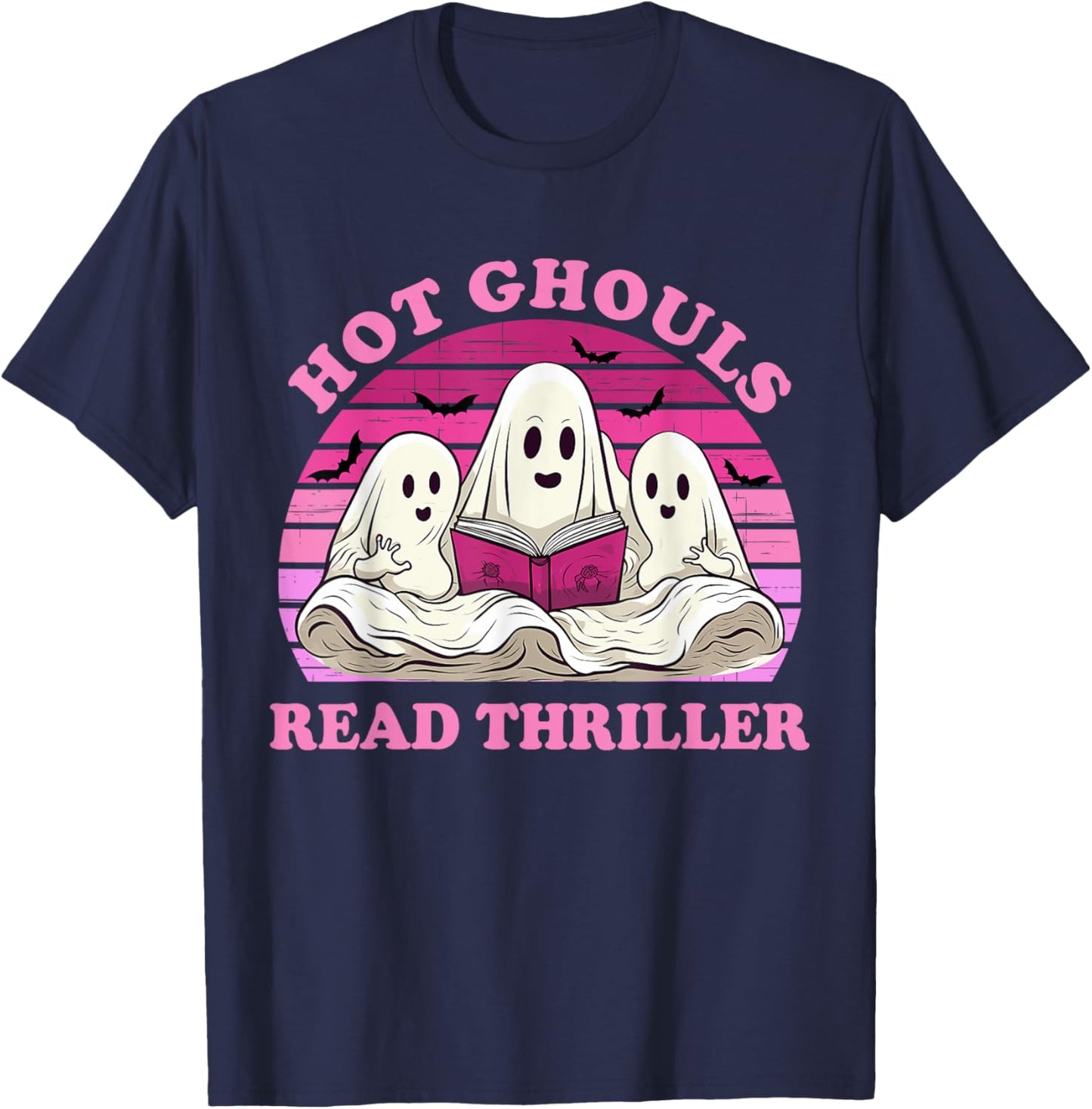 Hot Ghouls Read Thriller Spooky Book Club Reading Lovers T-Shirt - T-Shirt | Navy