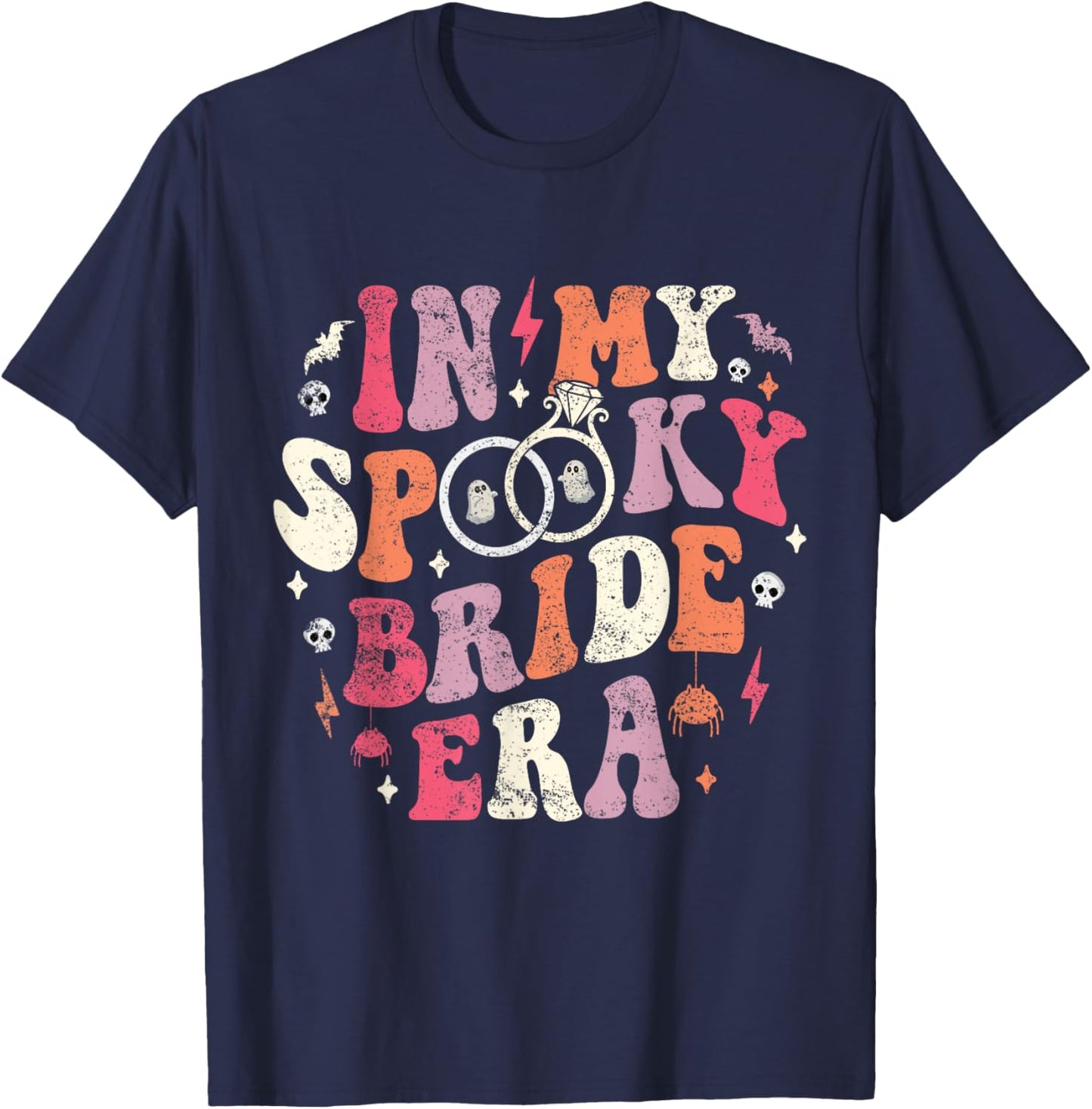 In My Spooky Bride Era Halloween Bride Wedding Bachelorette T-Shirt - T-Shirt | Navy