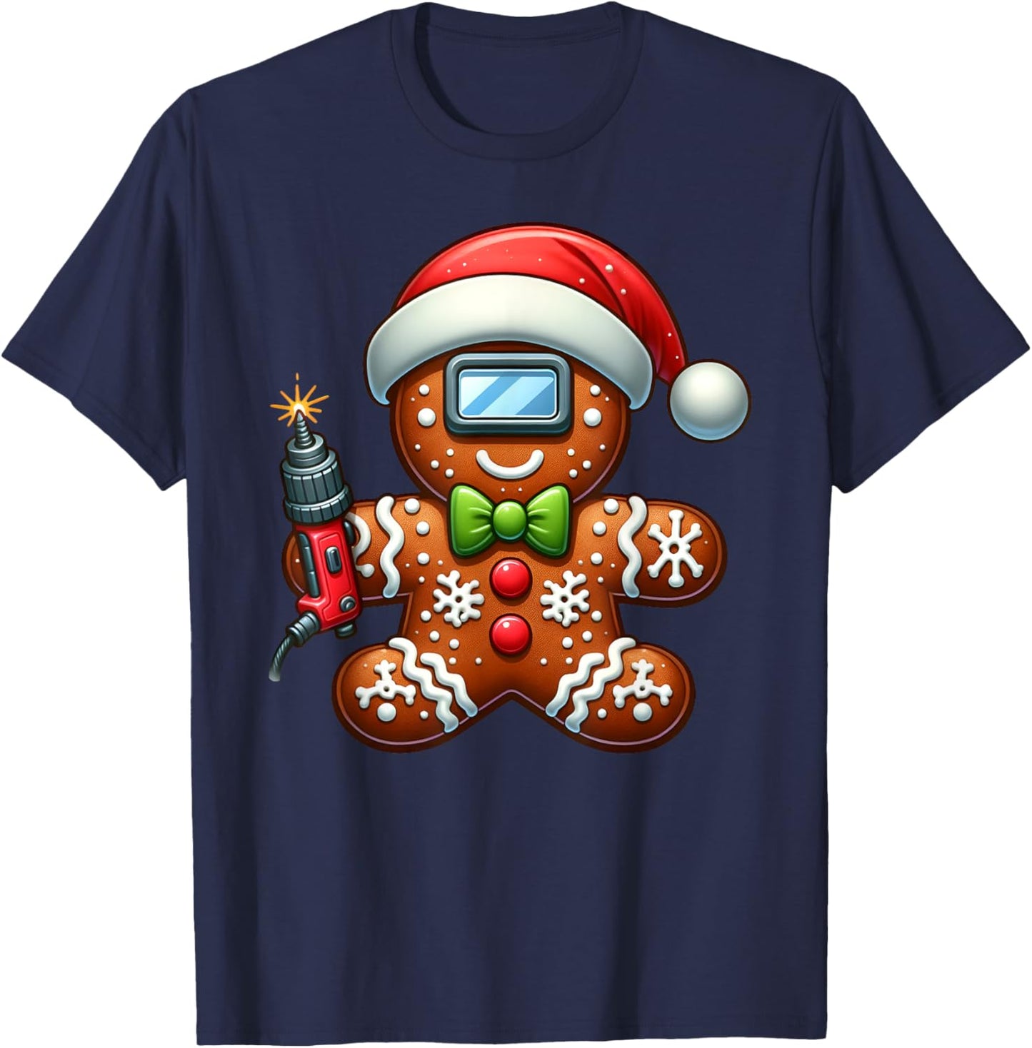 Funny Gingerbread Man Welder Christmas Kids T-Shirt - T-Shirt | Navy