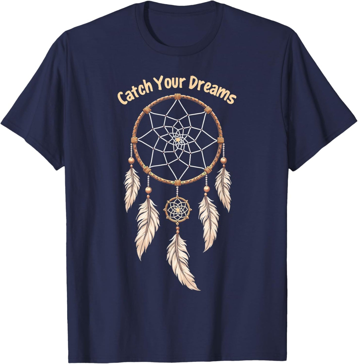Dreamcatcher "Catch Your Dreams" Boho T-Shirt - T-Shirt | Navy