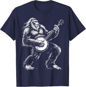 Bigfoot Playing Banjo T-Shirt - T-Shirt | Navy