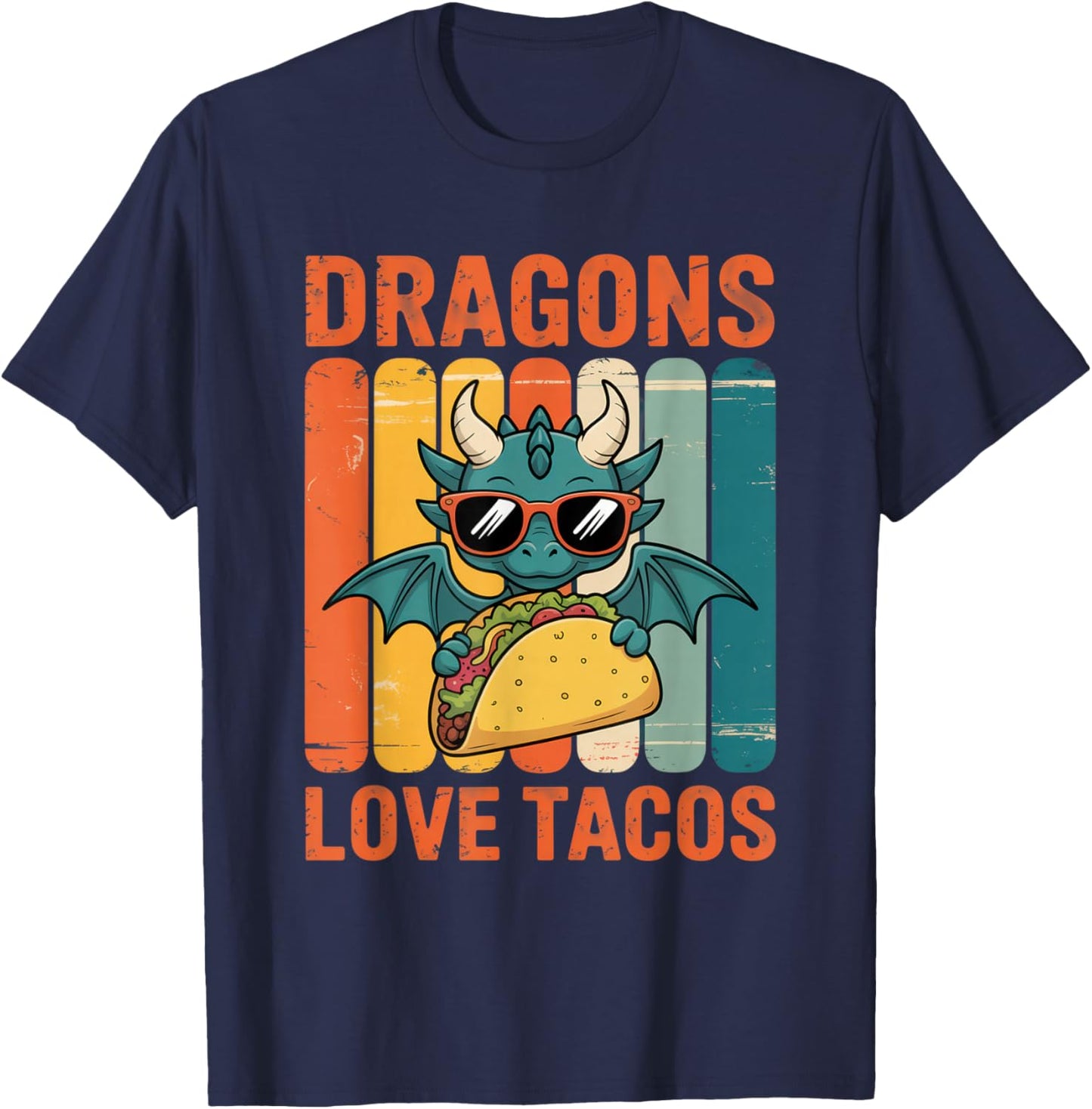 Dragons Love Tacos Fun for Dragon Enthusiasts Party Gear T-Shirt - T-Shirt | Navy