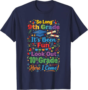 Boys So Long Ninth Grade Tenth Grade Here I Come T-Shirt - T-Shirt | Navy